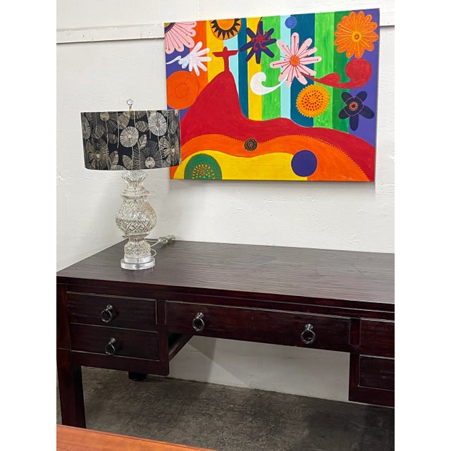 Black Mid Century Pineapple Formed Glass Lamp For Sale - Image 8 of 9