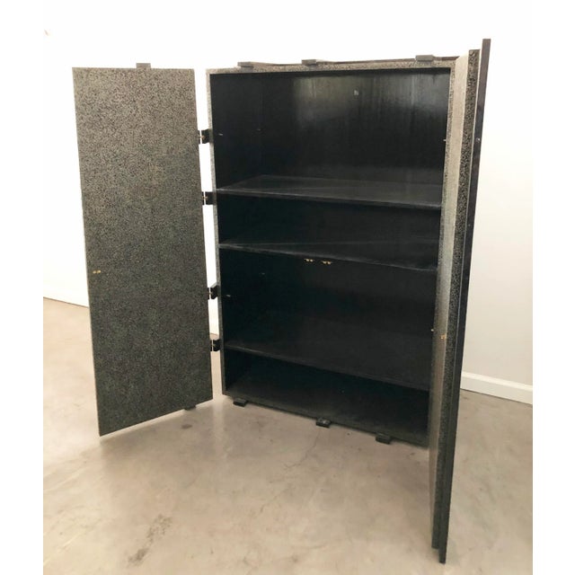 Carlo Furniture Black Terrazzo Stone and Black Sea Penshell Damar Cabinet For Sale - Image 4 of 8