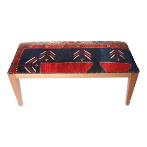 Decorative Bench Covered With Antique Rug