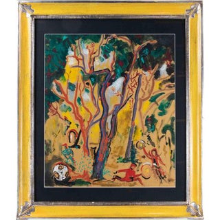 Sirio Pellegrini, In the Wood, Oil on Board Painting, 1974, Framed For Sale