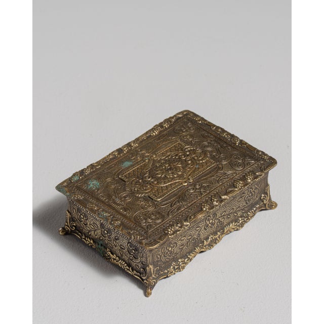Brass 20th Century French Repoussé Brass Trinket Box For Sale - Image 8 of 15
