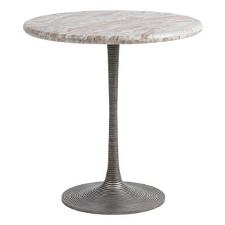 Outdoor Indoor Marble & Iron Round Bistro Table For Sale