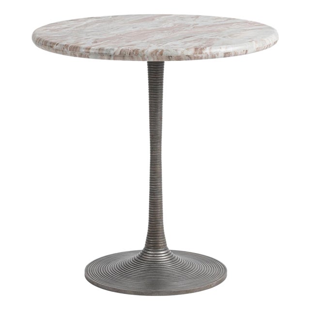 Outdoor Indoor Marble & Iron Round Bistro Table For Sale