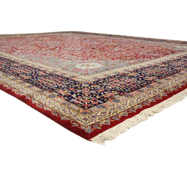 76443 Vintage Persian Kerman Rug, 13'00 x 16'10. The Millefleur Court: A Vintage Persian Kerman Masterpiece of Botanical...