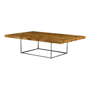 Milo Baughman Burlwood and Chrome Coffee Table for Thayer Coggin