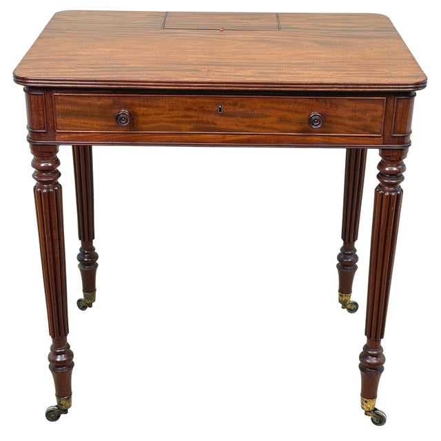 Hollywood Regency Antique Regency Mahogany Chamber Writing Table, 1820 For Sale - Image 3 of 11