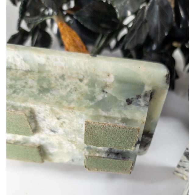 20th Century Chinese Chinoiserie Pair of Jade Trees With Nephrite, Carnelian and Rose Quartz For Sale - Image 17 of 18