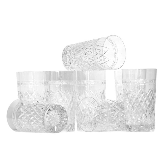 Late 20th Century Late 20th Century Wedgewood "Cheslyn" Crystal 5oz Tumblers With Diamond Cut Pattern; Set of 8 For Sale - Image 5 of 6