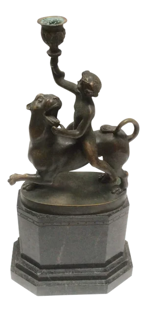 Grand Tour Bronze of a Figure Riding a Lion