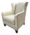 Vintage Henredon Acquisitions Collection Leather Wingback Chairs – Ivory Leather, Geometric Upholstery & Nailhead Trim For Sale