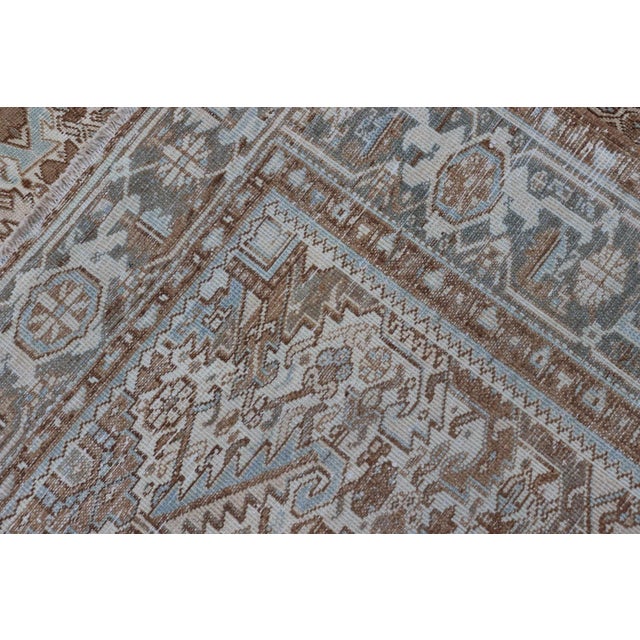 Vintage Hand-Knotted Heriz Rug With Sub-Geometric Design in Natural Tones 8'1 X 11'1 For Sale - Image 16 of 16