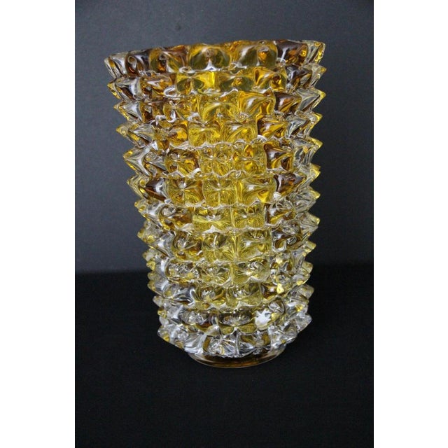 Orange Murano Glass Vase in Orange-Amber Color Decorated with Rostrato Points in the style of Barovier, 2000 For Sale - Image 8 of 11
