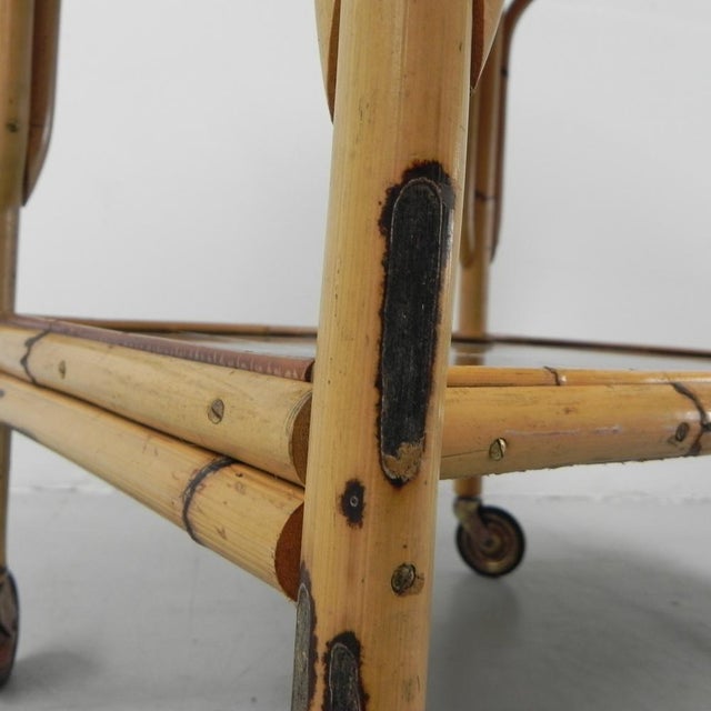 Bamboo Serving Trolley on Castors, 1950s For Sale - Image 10 of 18