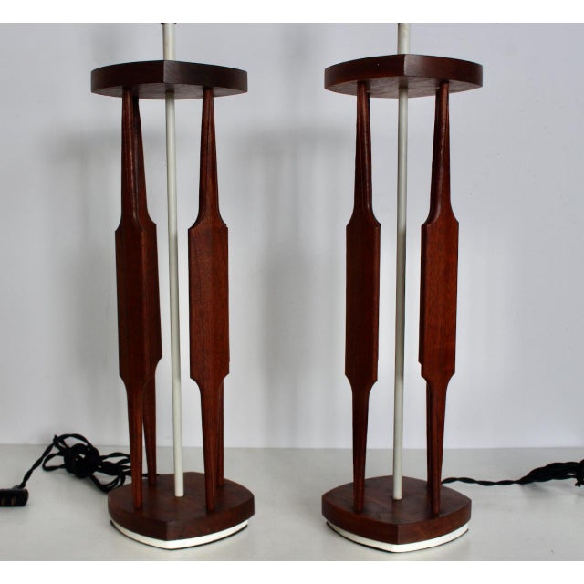 Coffee Tall Tony Paul for Westwood Walnut & White "Catkin" Table Lamps, 1950s - A Pair For Sale - Image 8 of 17
