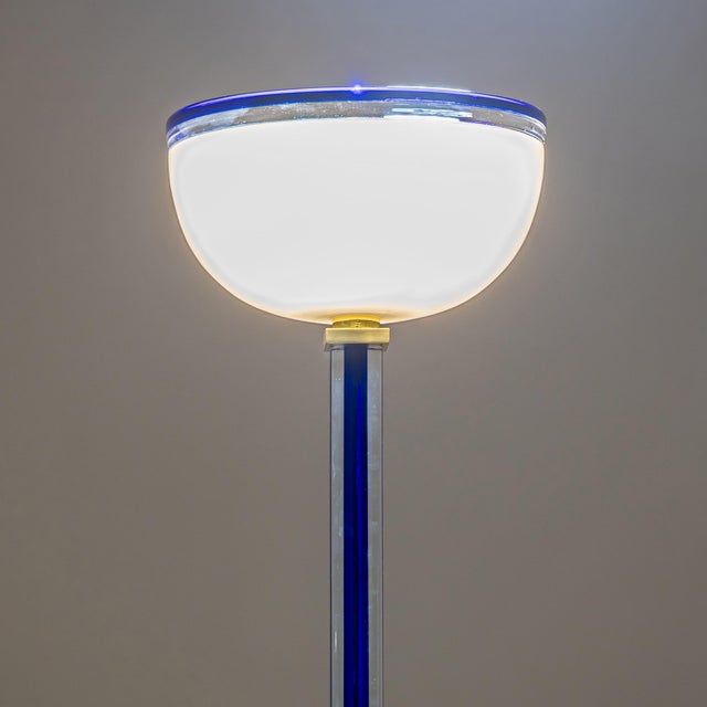 Blue Late 20th Century Blue Murano Glass Floor Lamp “Tolboi” by Venini, Italy For Sale - Image 8 of 10