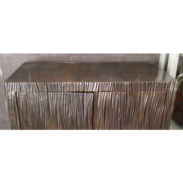 Copper Robert Kuo Limited Edition Signed Hand-Repoussé "Pleats" Copper Armoire For Sale - Image 8 of 15