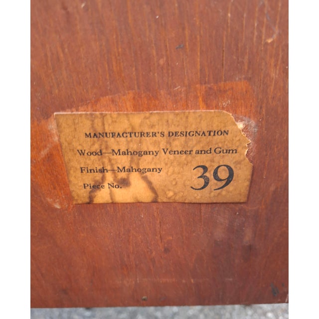 Federal Style Stained Mahogany Two-Drawer Side Table Nightstand, Circa 1940s For Sale - Image 12 of 12