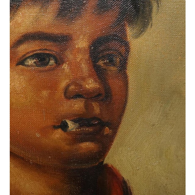 Janson, Young Boy Smoking, 1930, Oil on Canvas, Framed For Sale - Image 9 of 16