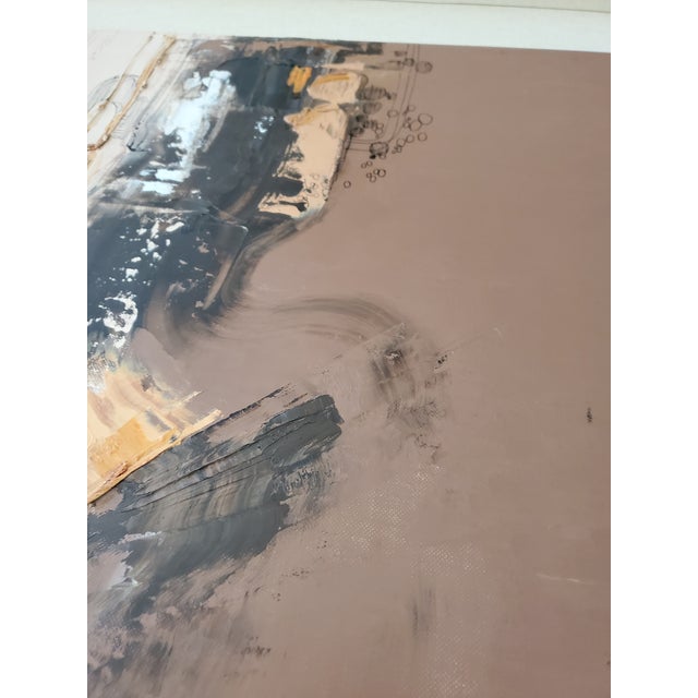 Chestnut Mid Century Modern Italian Abstract Painting For Sale - Image 8 of 9