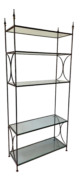Maison Jansen Style Faux Bois Bronzed Steel Étagère, 1970s