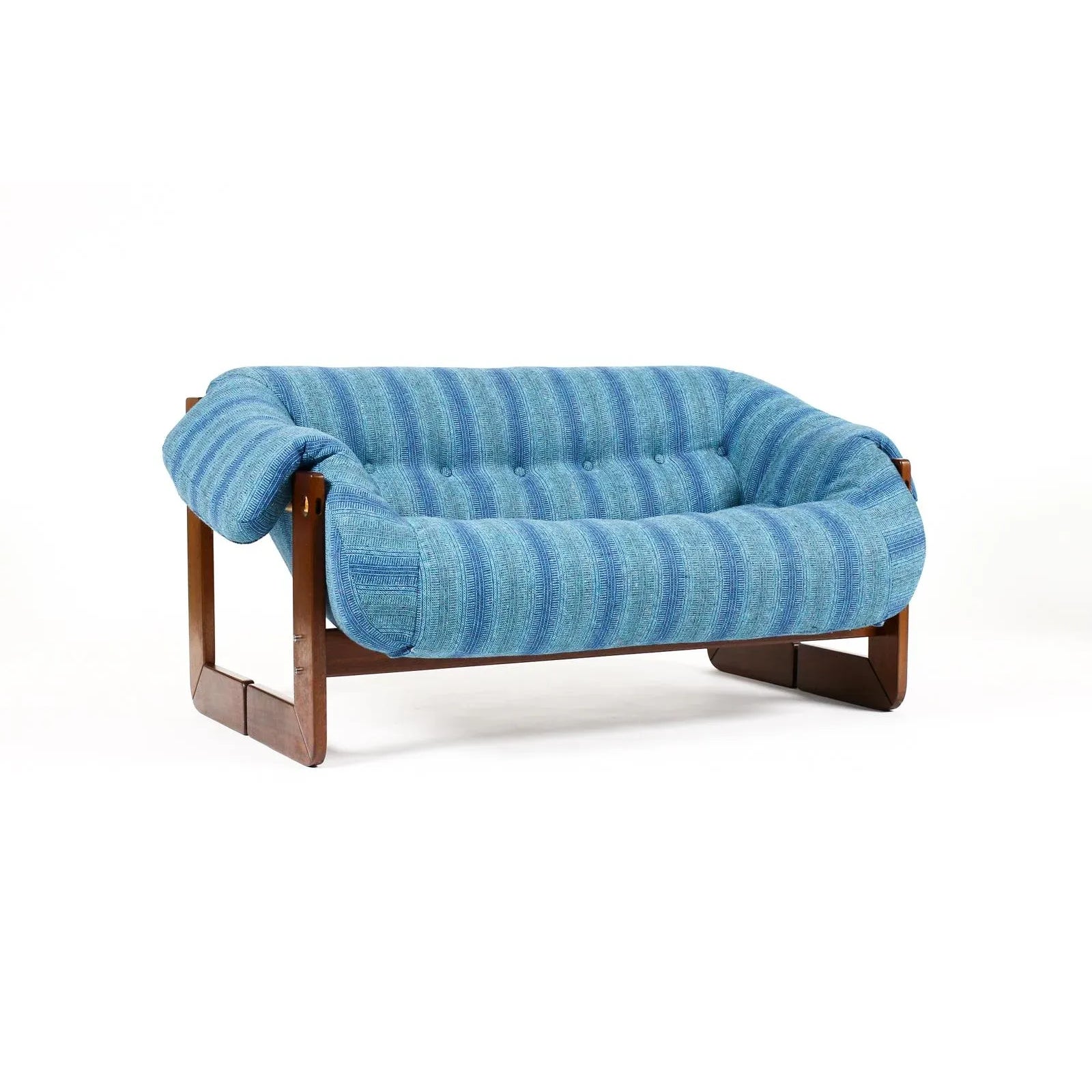 1970s Mid Century Brazilian Modernist Rosewood Frame Loveseat by Percival Lafer, Mp-97