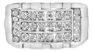 .925 Sterling Silver 1/4 Cttw Diamond Three Row Channel Band Ring (I-J Color, I3 Clarity) - Size 10