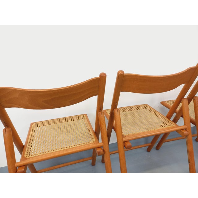 Vintage Folding Chairs in Beech Wood and Caning from Habitat, 1980s, Set of 4 For Sale - Image 16 of 18