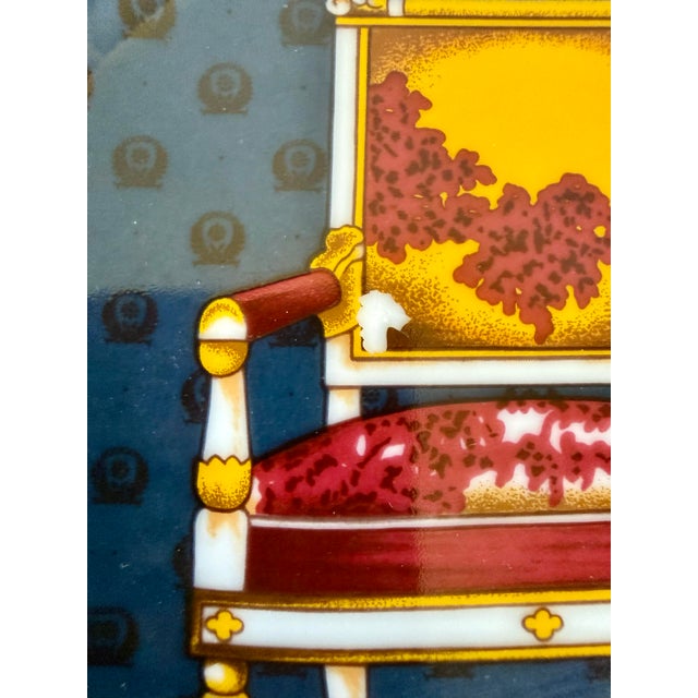 Ceramic Vintage 1980s Gucci Porcellana Neoclassical Chair Decorative Plate For Sale - Image 7 of 13
