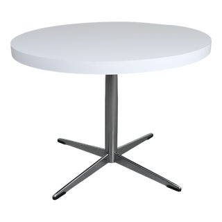 White Round Side Table with Chrome-Plated Cross Base, Germany, 1970s For Sale