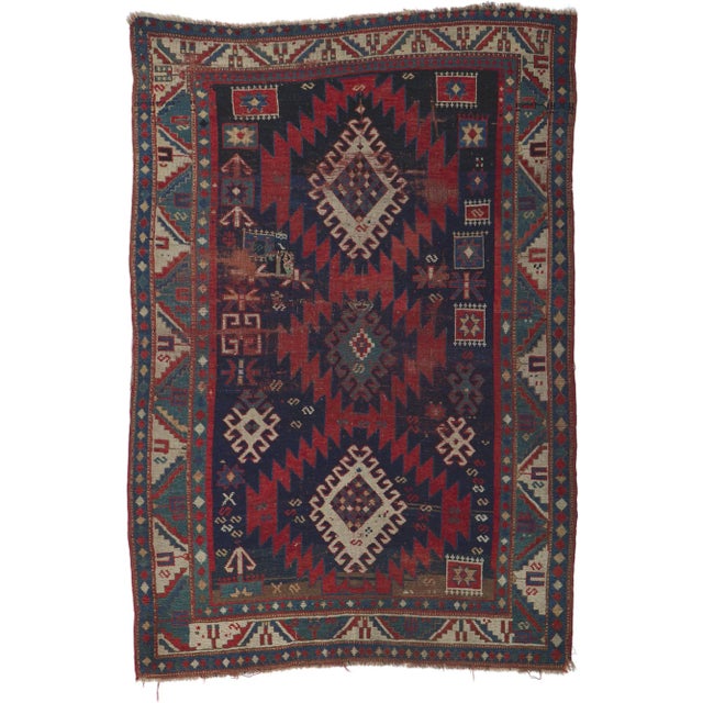 Late 19th Century Antique Caucasian Kazak Rug, 04'06 X 06'06 For Sale - Image 9 of 9