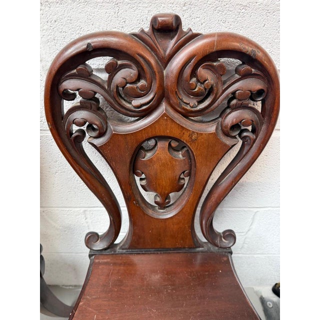 Antique Mahogany Hall Chairs, 1890s, Set of 2 For Sale - Image 10 of 13