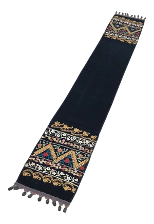 Velvet Suzani Bohemian Floral Design Table Runner - 8'1" x 1'2"