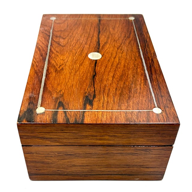 19th Century Antique 19th Century English Rosewood & Mother of Pearl Inlay Box For Sale - Image 5 of 15