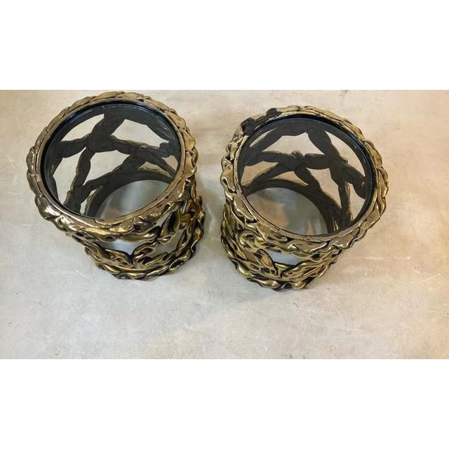 1980s 1980s Modernist Gold Taffy Resin Tables in the Manner of Tony Duquette - A Pair For Sale - Image 5 of 9