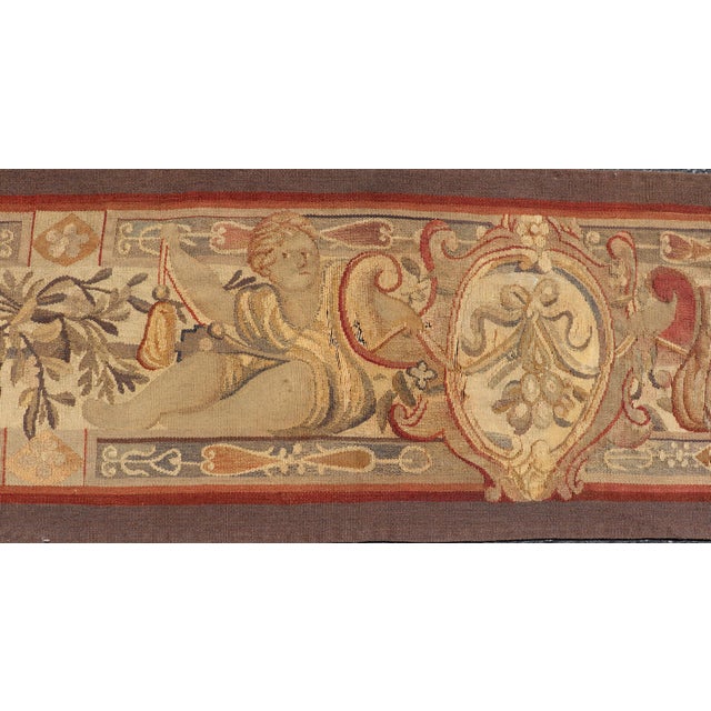 Brown Antique French Fine Weave Tapestry in Excellent Condition For Sale - Image 8 of 12