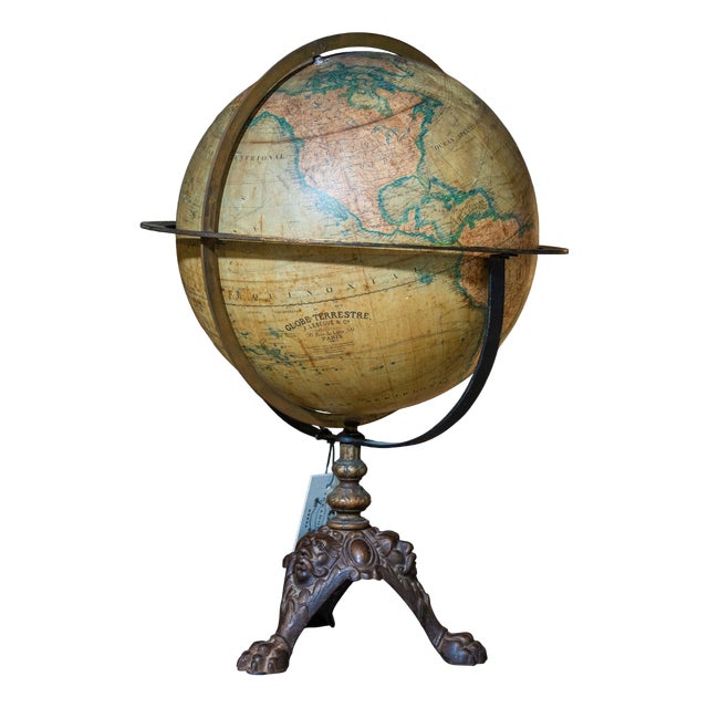 World Map Globe from J. Lebegue, 1890s For Sale