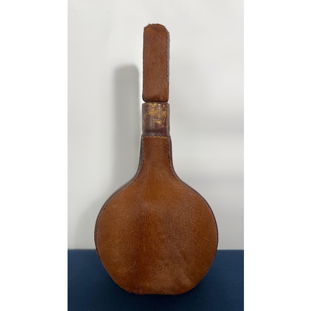 Vintage Hollywood Regency Italian Hair-on-Hide Decorative Decanter With Heraldic Brass Crest For Sale In Houston - Image 6 of 7