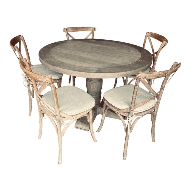 Restoration Hardware Solid Wood Table and Chairs Set of 6 Chairish