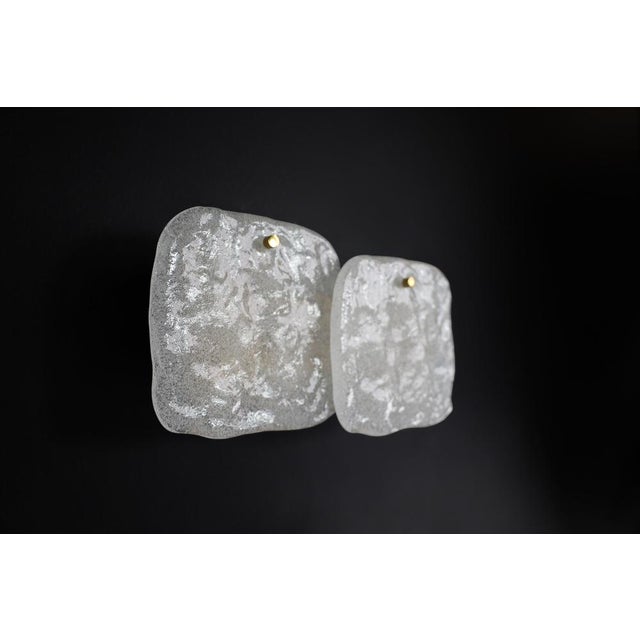 Gold Ice Glass Panel and Brass Wall Light from Kalmar, Austria, 1960s For Sale - Image 8 of 11