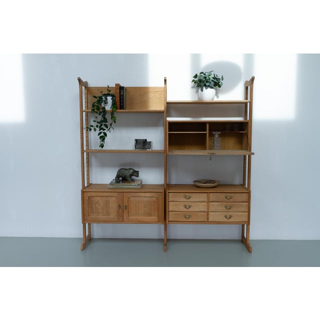 Danish Freestanding Oak Bookcase attributed to Henning Kjærnulf for Nyrup Møbler, 1960s For Sale - Image 13 of 18