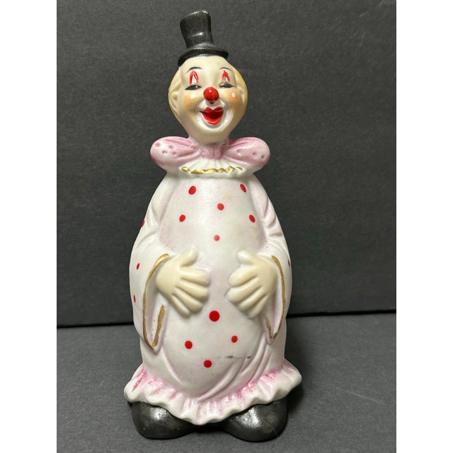 Vintage Late 20th Century Pink With Red Polka Dots Porcelain Clown Bell For Sale In Orlando - Image 6 of 11