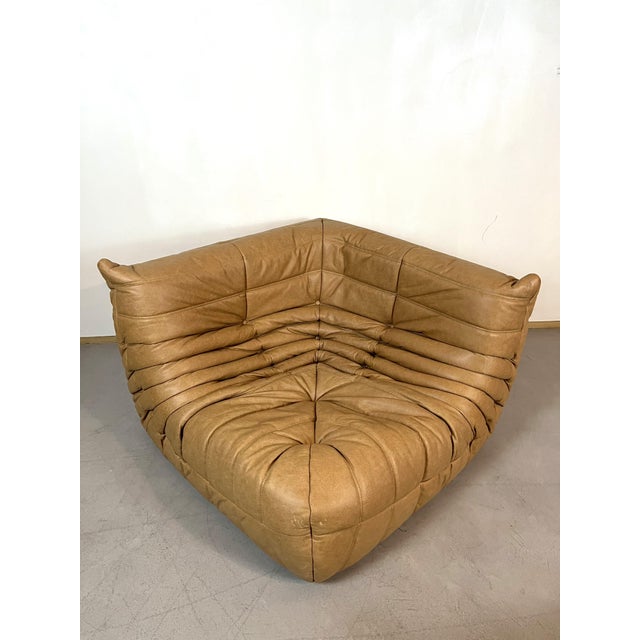 Togo Sofa in Camel Leather by Michel Ducaroy for Ligne Roset, Set of 5 For Sale - Image 5 of 14