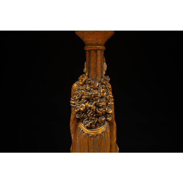 Metal Late 20th Century Art Deco Revival Chryselephantine Style Figural Lamp For Sale - Image 7 of 11