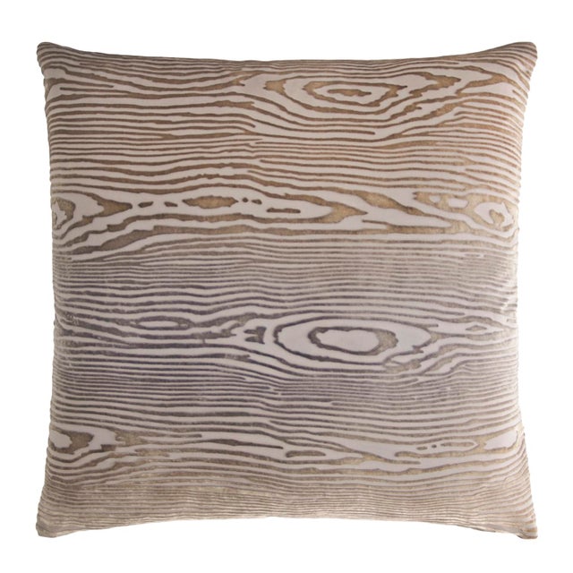 Contemporary Kevin O'Brien Woodgrain Coyote Cut Velvet 18" Pillow For Sale - Image 3 of 3