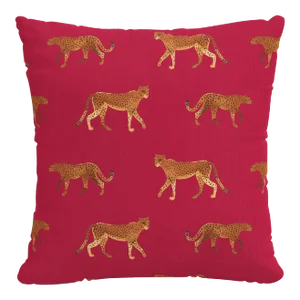 22" Indoor/Outdoor Pillow Raspberry Cheetah Walk