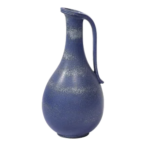 Mid-Century Cobalt Blue Glazed Ceramic Pitcher by Gunnar Nylund for Rörstrand