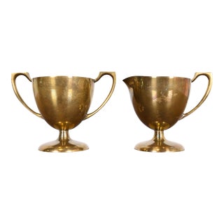 Art Deco Bronze Cream and Sugar Bowls by Dirilyte For Sale