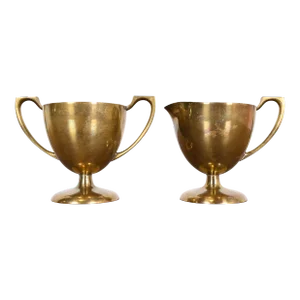 Art Deco Bronze Cream and Sugar Bowls by Dirilyte