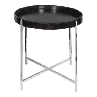Regina Andrew Derby Leather Tray Table, Black For Sale
