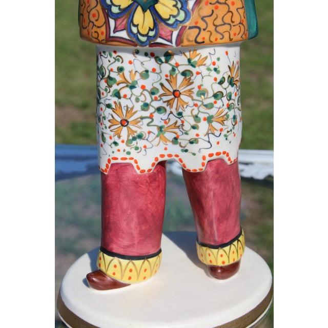 1950s Italian Ceramic Asian Woman Handpainted Chinoiserie Figurine For Sale - Image 5 of 18